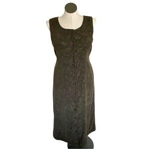 Vtg 90’s/Y2K Christopher & Banks Suede Embossed Floral Midi Dress - Large